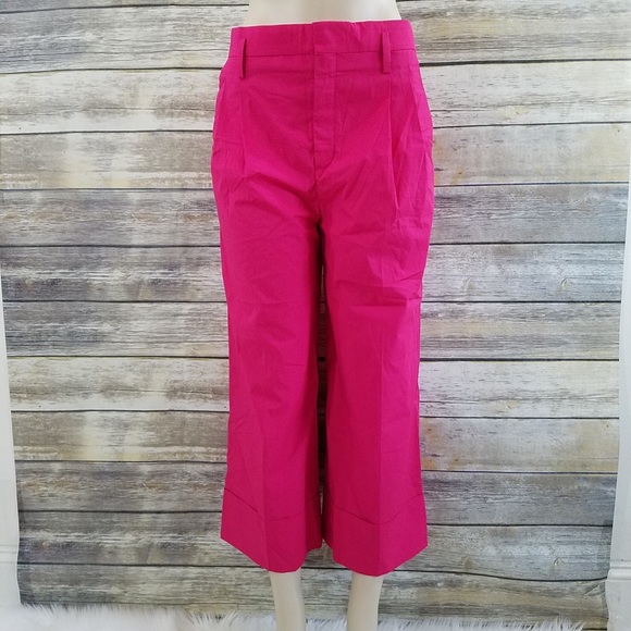 NWT Zara Fuchsia Poplin Culottes Ankle Pants - Picture 5 of 7